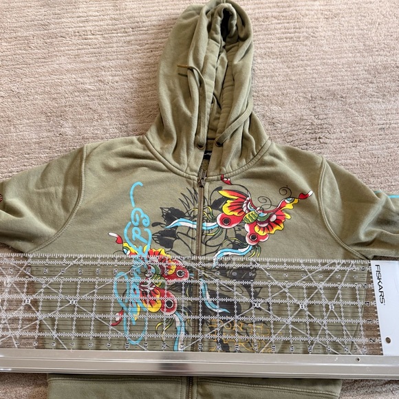 Ed Hardy Butterfly & Rose Crop Girls Hoodie Size Largre - Picture 5 of 10